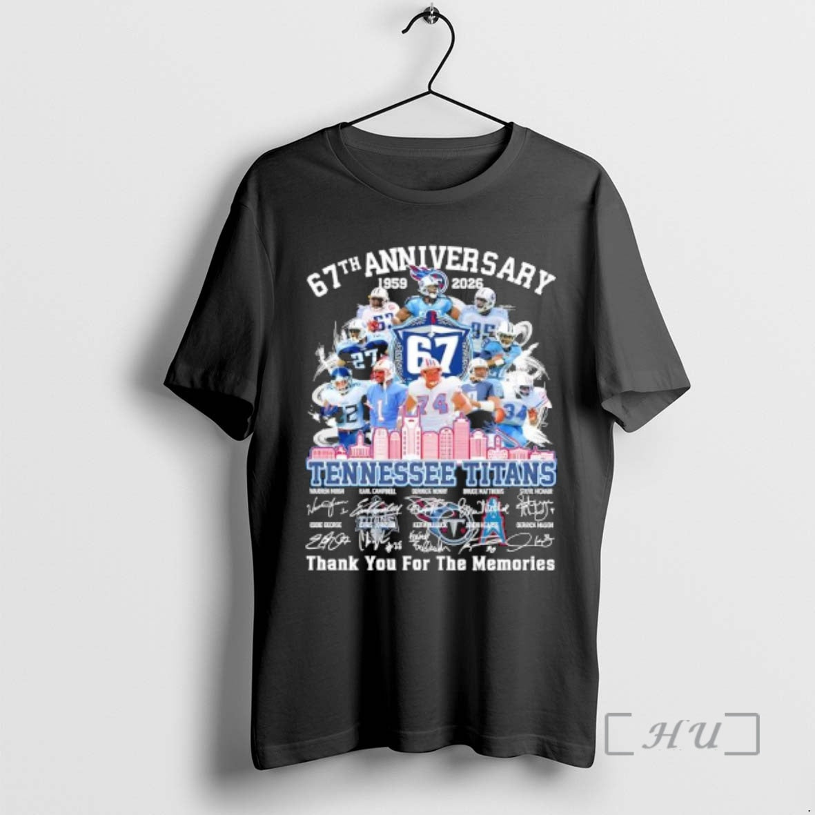 Officials Tennessee Titans 1959 2026 67th Anniversary Thank For The Memories Signature Premium T Shirts