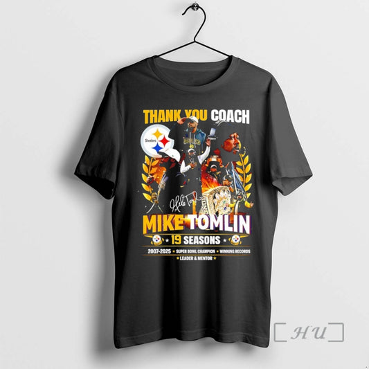 Officials Thank You Coach Mike Tomlin 19 Seasons 2007 2025 Signature Premium T Shirts Sweater