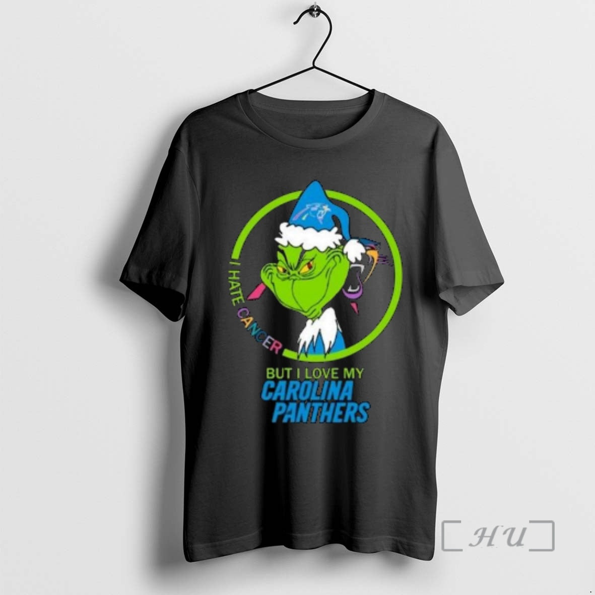 Officials The Grinch I Hate Cancer But I Love My Carolina Panthers Merry Christmas Circle