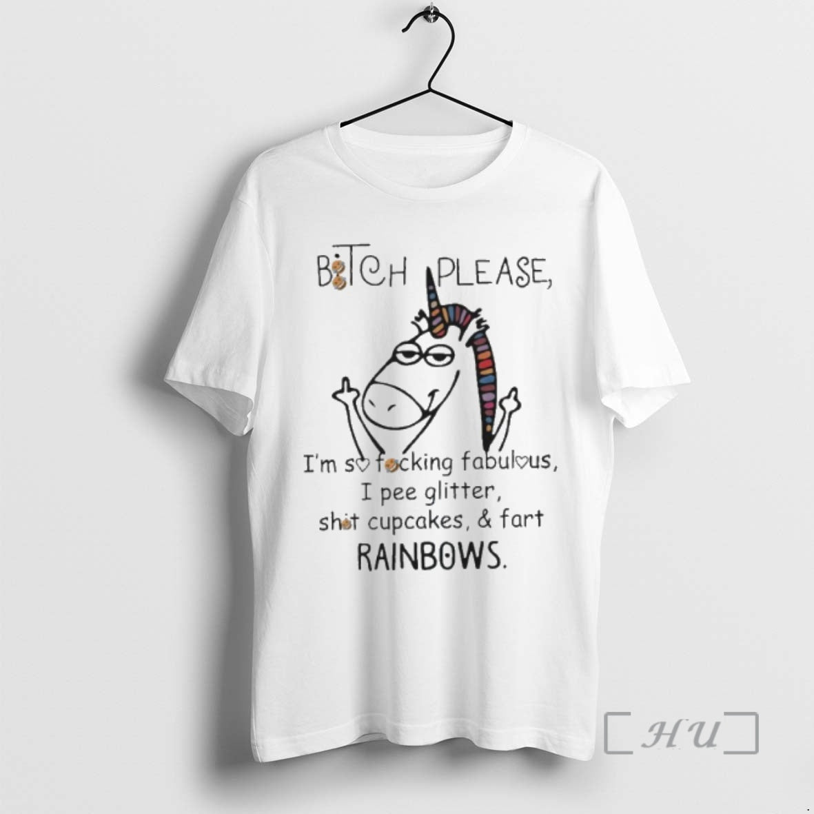 Officials Unicorn Middle Finger Bitch Please Im So Fucking Fabulous I Pee Glitter Premium