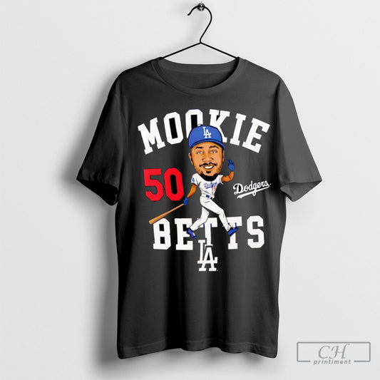 Offiical Mookie Betts Royal Los Angeles Dodgers Caricature Number 50 Shirts