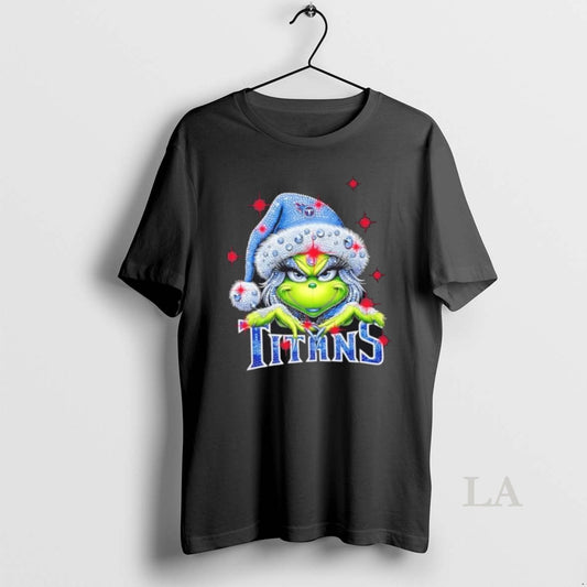 Original Glitter Diamond Grinch Girl X Tennessee Titans Football Graphic
