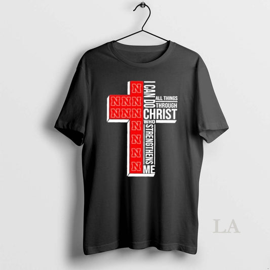 Original I Can Do All Things Through Christ Who Strengthens Me Nebraska Cornhuskers Football Cross