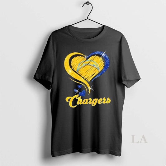 Original Los Angeles Chargers Football In Glitter Heart Fans