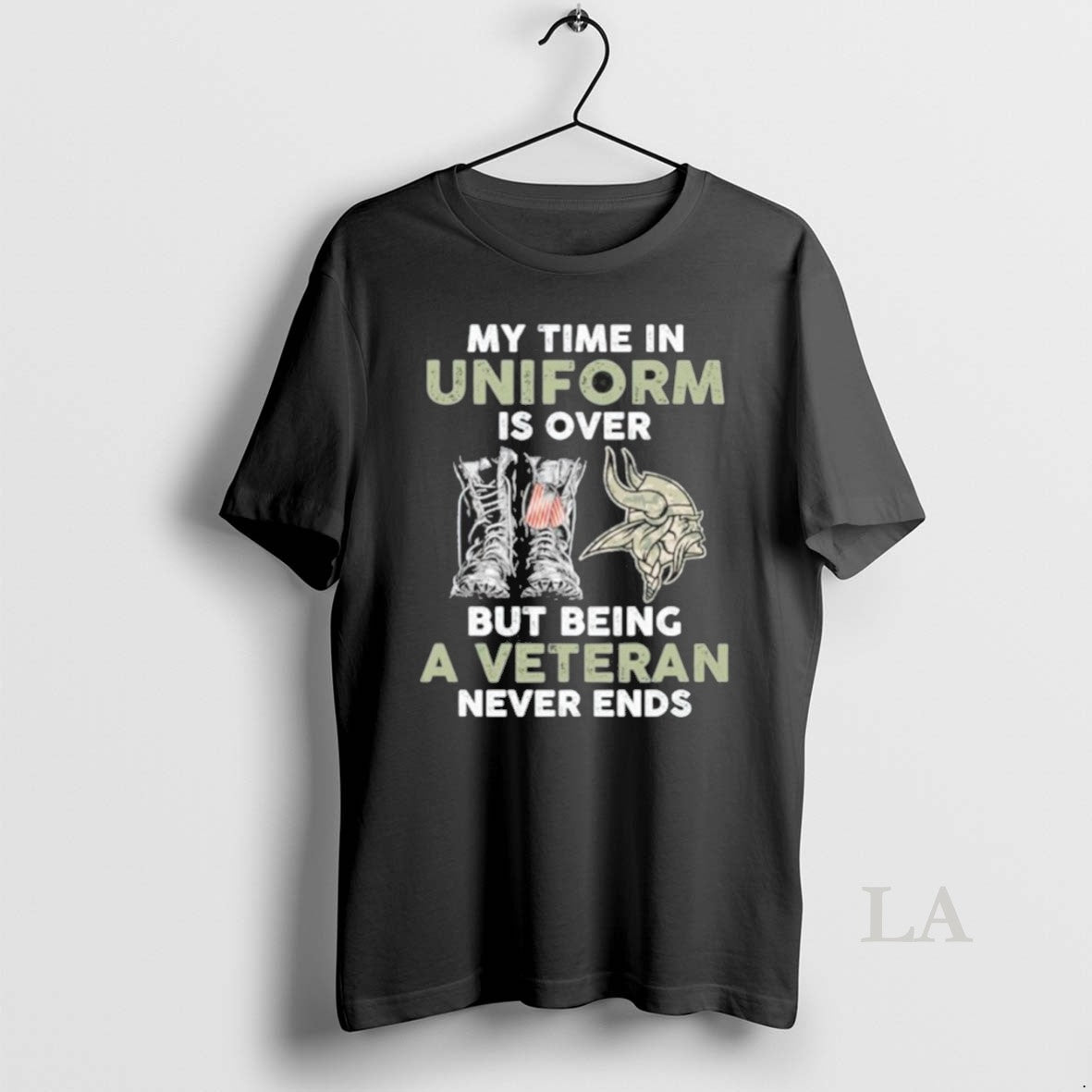 Original My Time In Uniform Is Over Minnesota Vikings Logo But Being A Veteran Never
