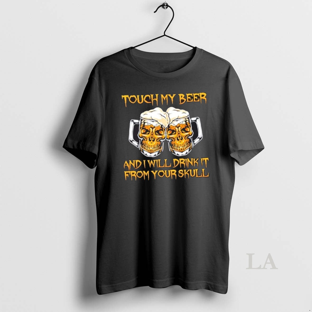 Original Touch My Beer Skull Savage Drinking Humor Graphic