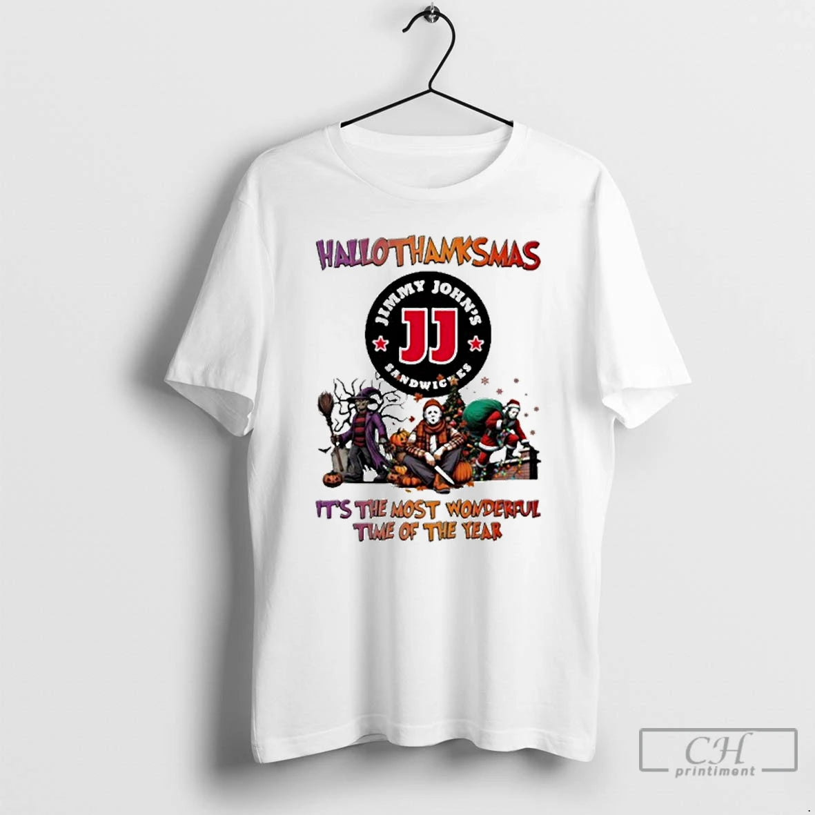 Premium 2025 Jimmy Johns Logo Hallothanksmas Horror Film Its The Most Wonderful Time Of The