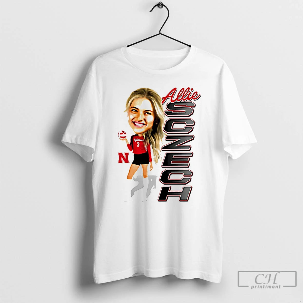 Premium Allie Sczech Nebraska Volleyball Caricature T Shirts