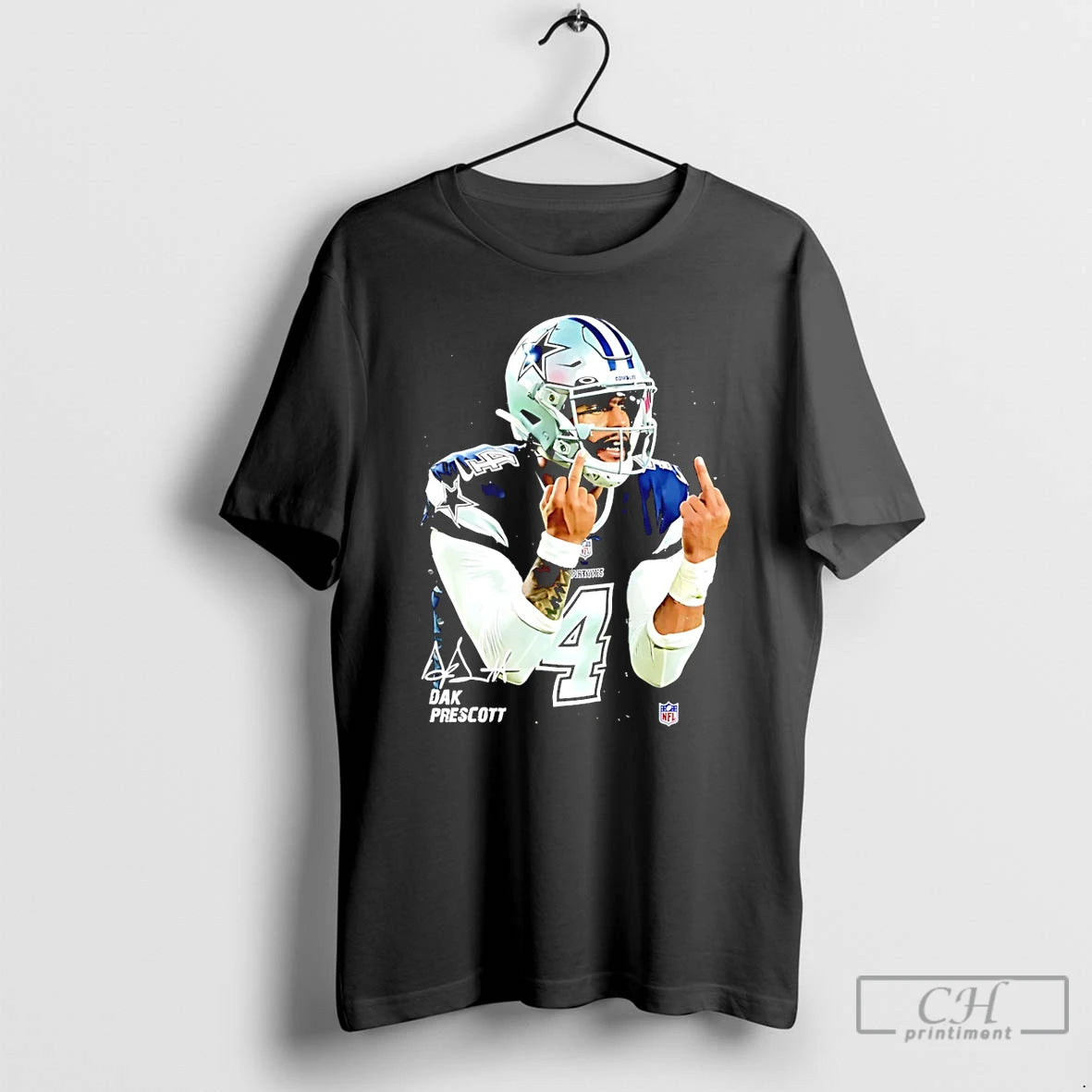 Premium Dak Prescott Dallas Cowboys Middle Finger Signature