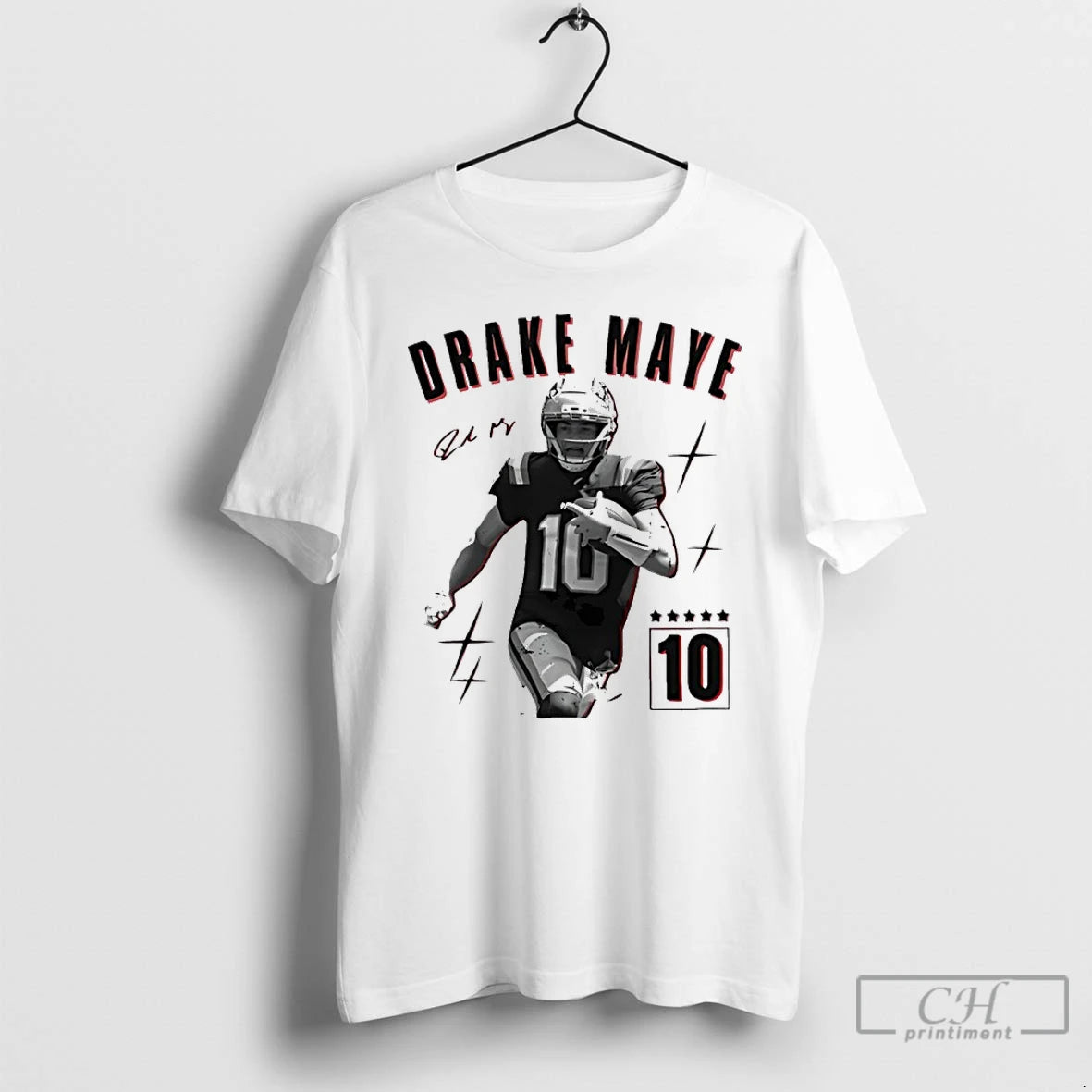 Premium Drake Maye New England Football Signature Graphic