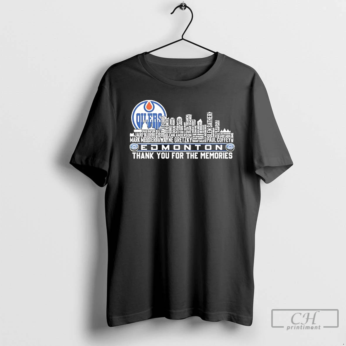Premium Edmonton Oilers Name Players City Skyline Shape Thank You For The Memories T Shirts