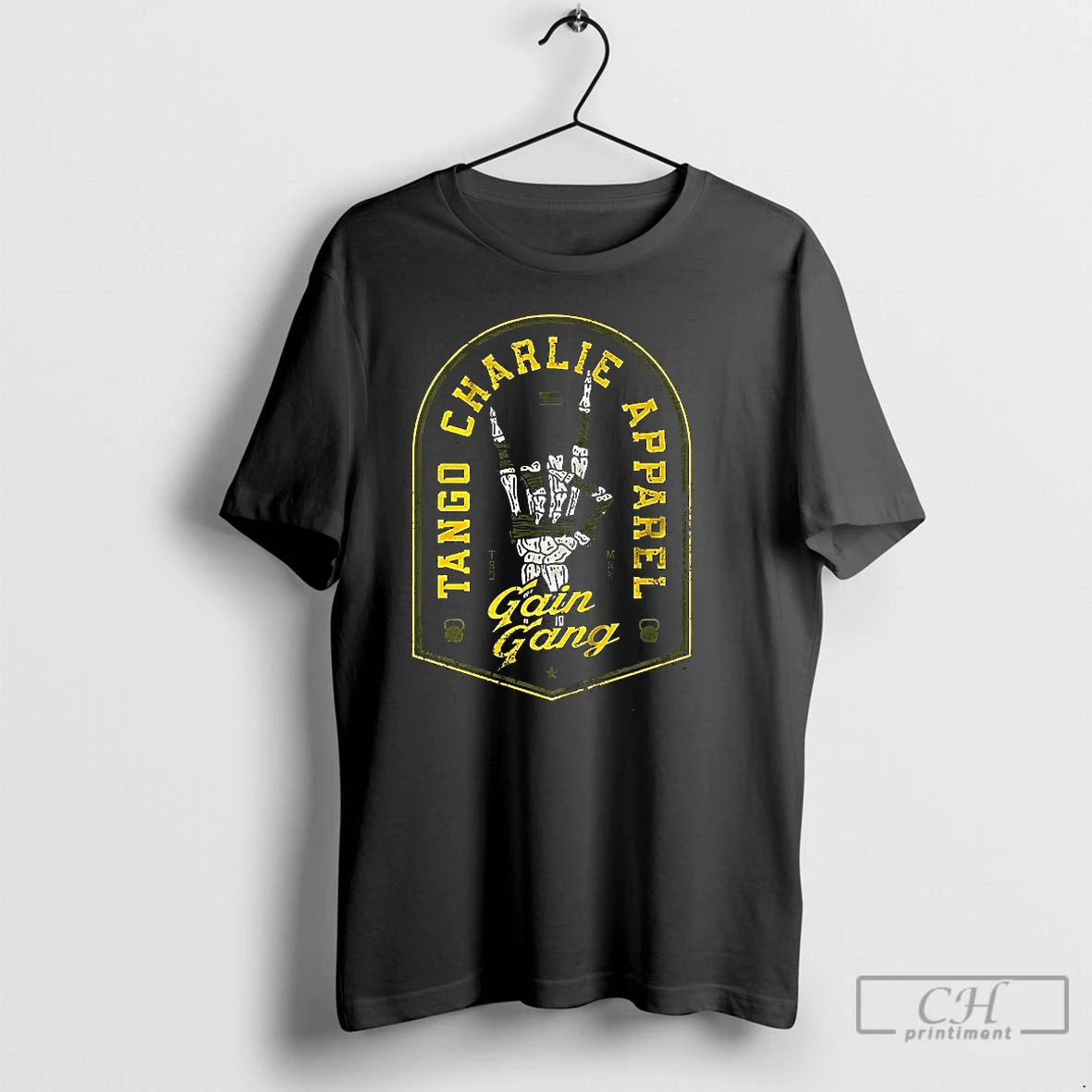 Premium Gain Gang Rock On The Shoulder Skeleton T Shirts
