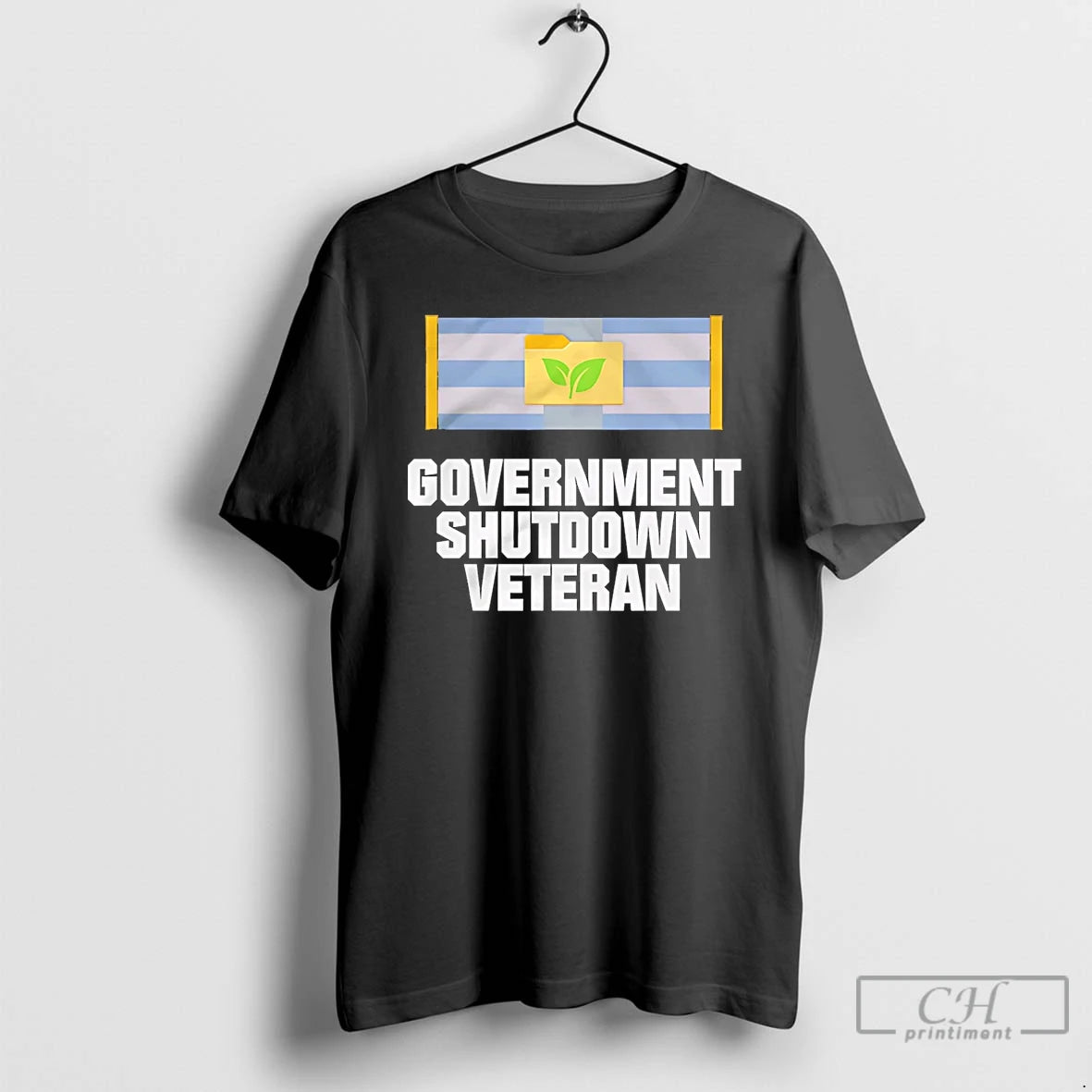 Premium Government Shutdown Ribbon Veteran Flag T Shirts