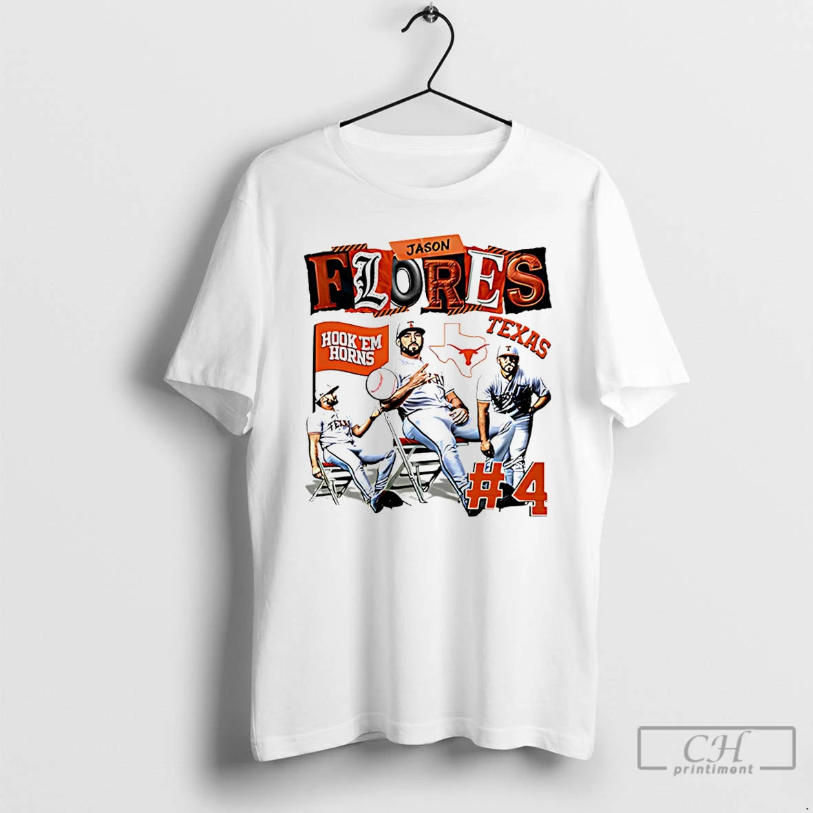 Premium Jason Flores Texas Baseball Ncaa Hook Em Horns Graphic
