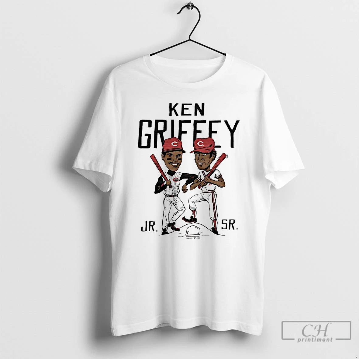 Ken Griffey Father And Son Cincinnati Reds Player Caricature