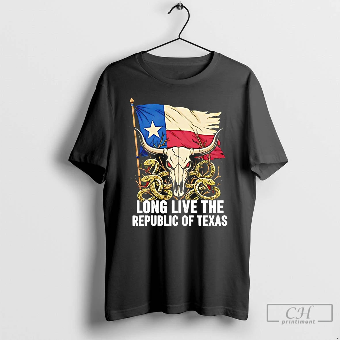 Premium Long Live The Republic Of Texas Bull Head