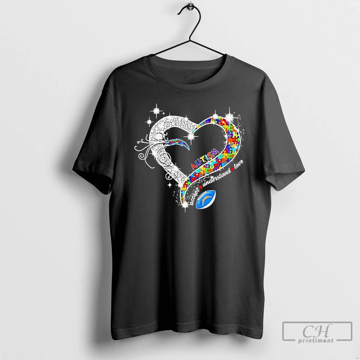 Premium Los Angeles Chargers Autism Accept Understand Love Diamond Heart