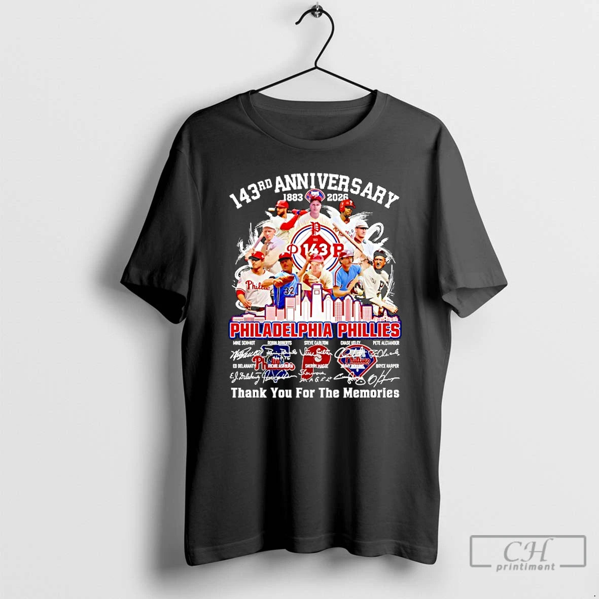 Premium Philadelphia Phillies 143 Anniversary 1883 2026 Players And City Skyline Signature T Shirts Sweater