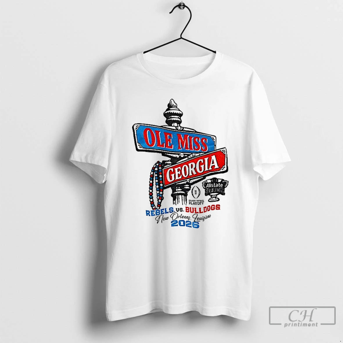 Premium Rebel Rags Ole Miss Vs Georgia Bulldogs College Football Playoff Allstate Sugar Bowl New