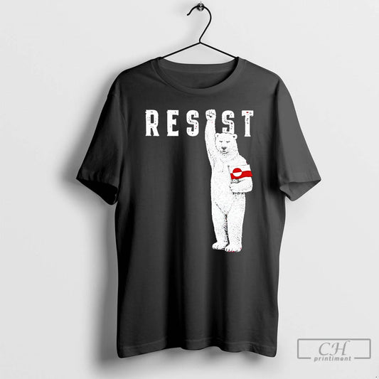 Premium Resist Polar Bear Greenland Flag Funny Political