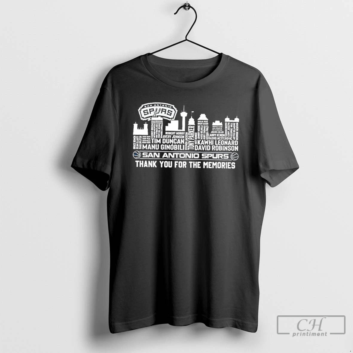Premium San Antonio Spurs Basketball All Names City Thank You For The Memories Skyline
