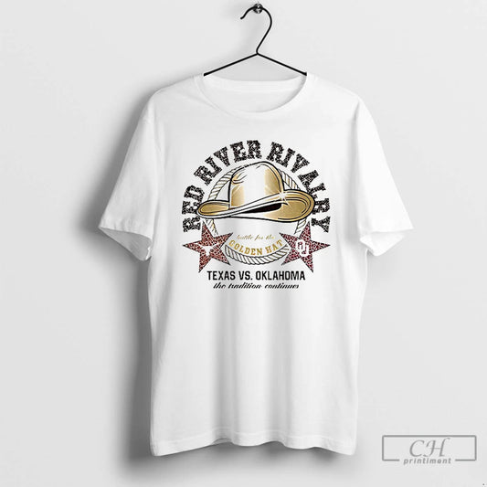 Premium Texas Longhorns Vs Oklahoma Sooners Red River Rivalry Golden Hat T Shirts