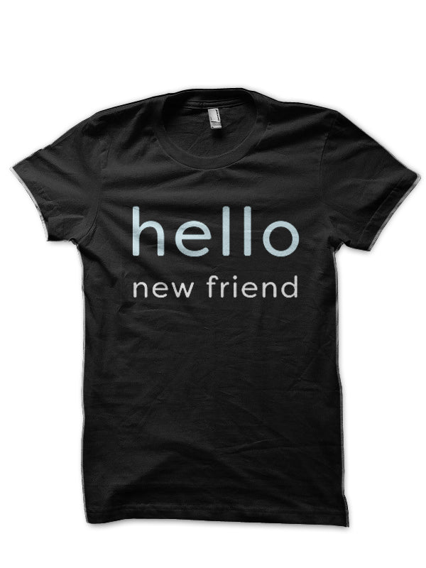 Hello New Friend – Minimalist Black T-Shirt