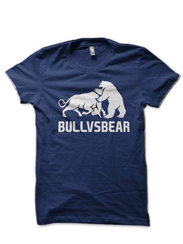 Share Market Bull Vs Bear Navy Blue T-Shirt