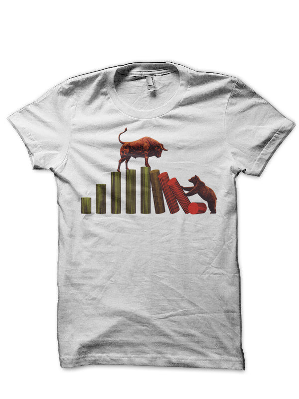 Share Market Bull Vs Bear White T-Shirt