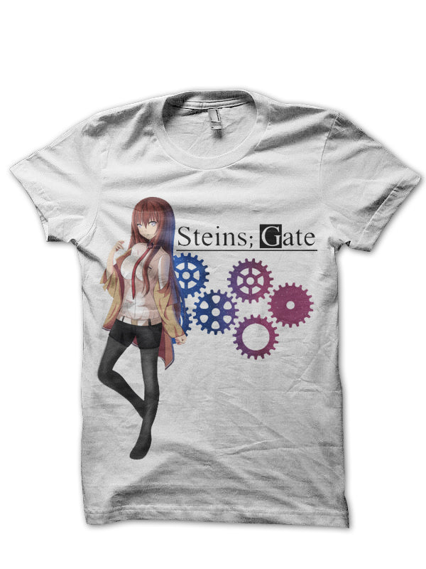 Steins Gate White Half Sleeve T-Shirt