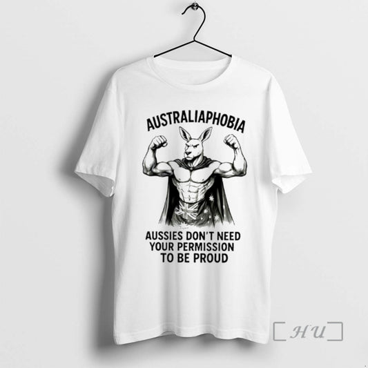 Trending Australiaphobia Aussies Dont Need Your Permission To Be Proud Kangaroo Australian Flag Graphic Premium