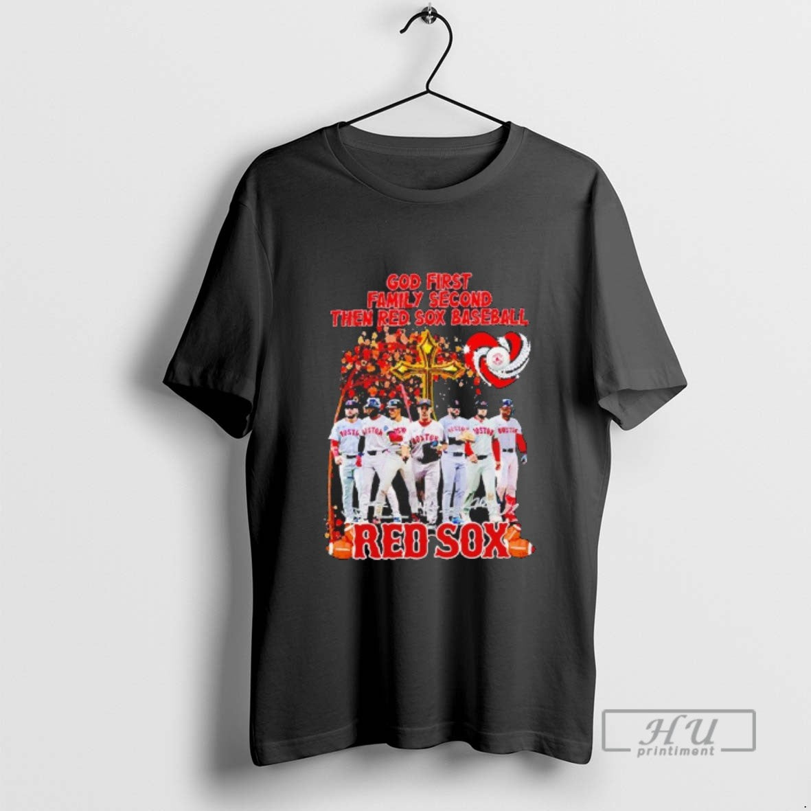 Trending God First Family Second Then Boston Red Sox Baseball Fall October Blackshirt T Shirts