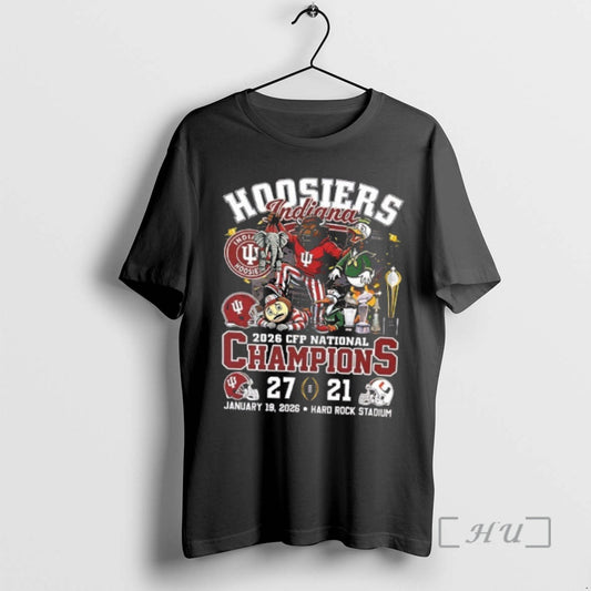Trending Indiana 27 21 Miami Win 2026 College Football National Champions Mascot 2 Sided Premium