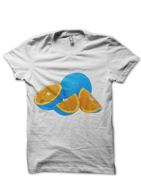 Vibrant Blue Oranges White T-Shirt