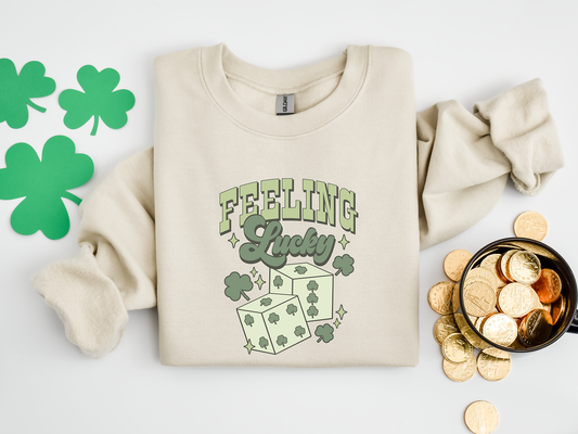 Feeling Lucky, St. Patricks Day Sweatshirt, Graphic Apparel