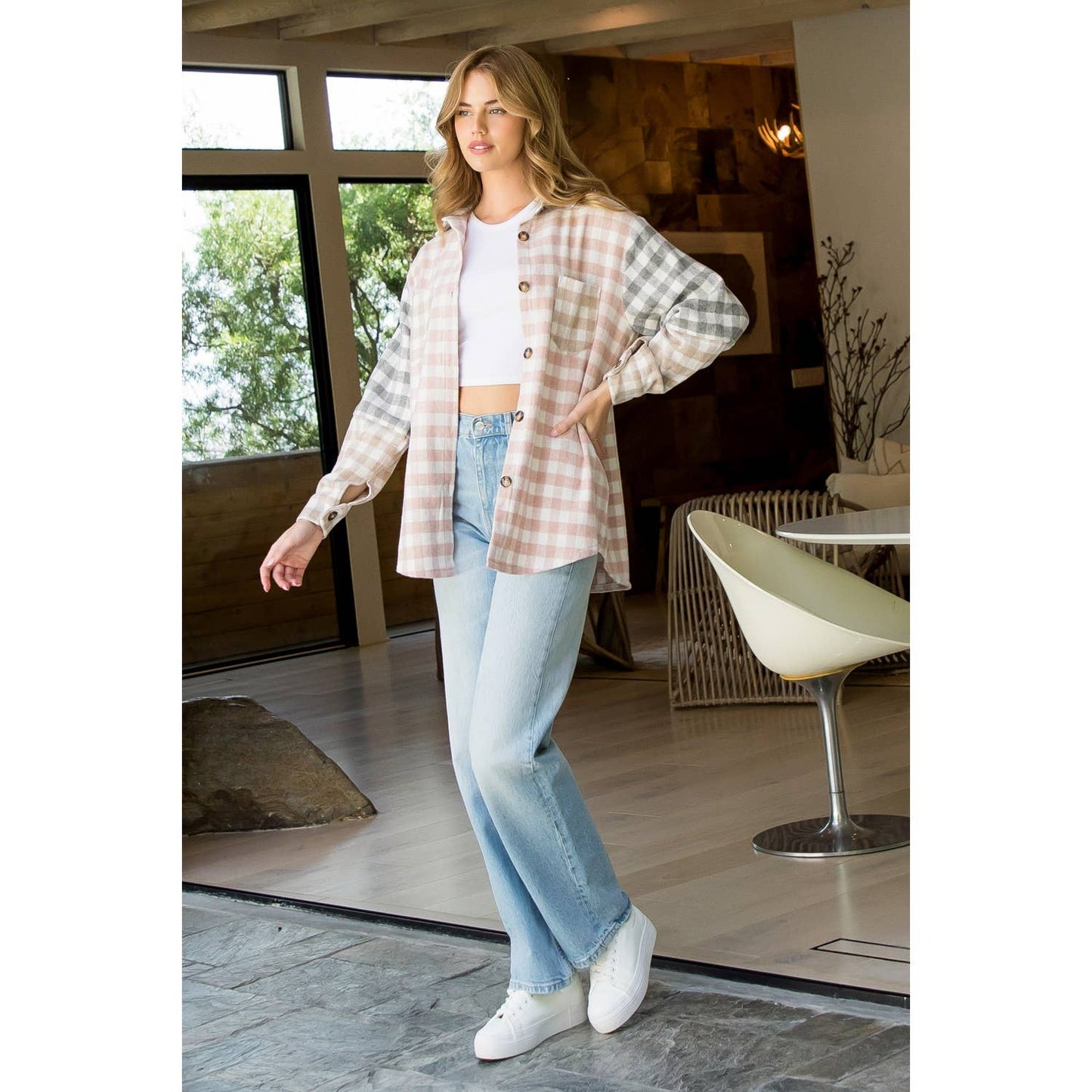 Checkered Button Up Jacket