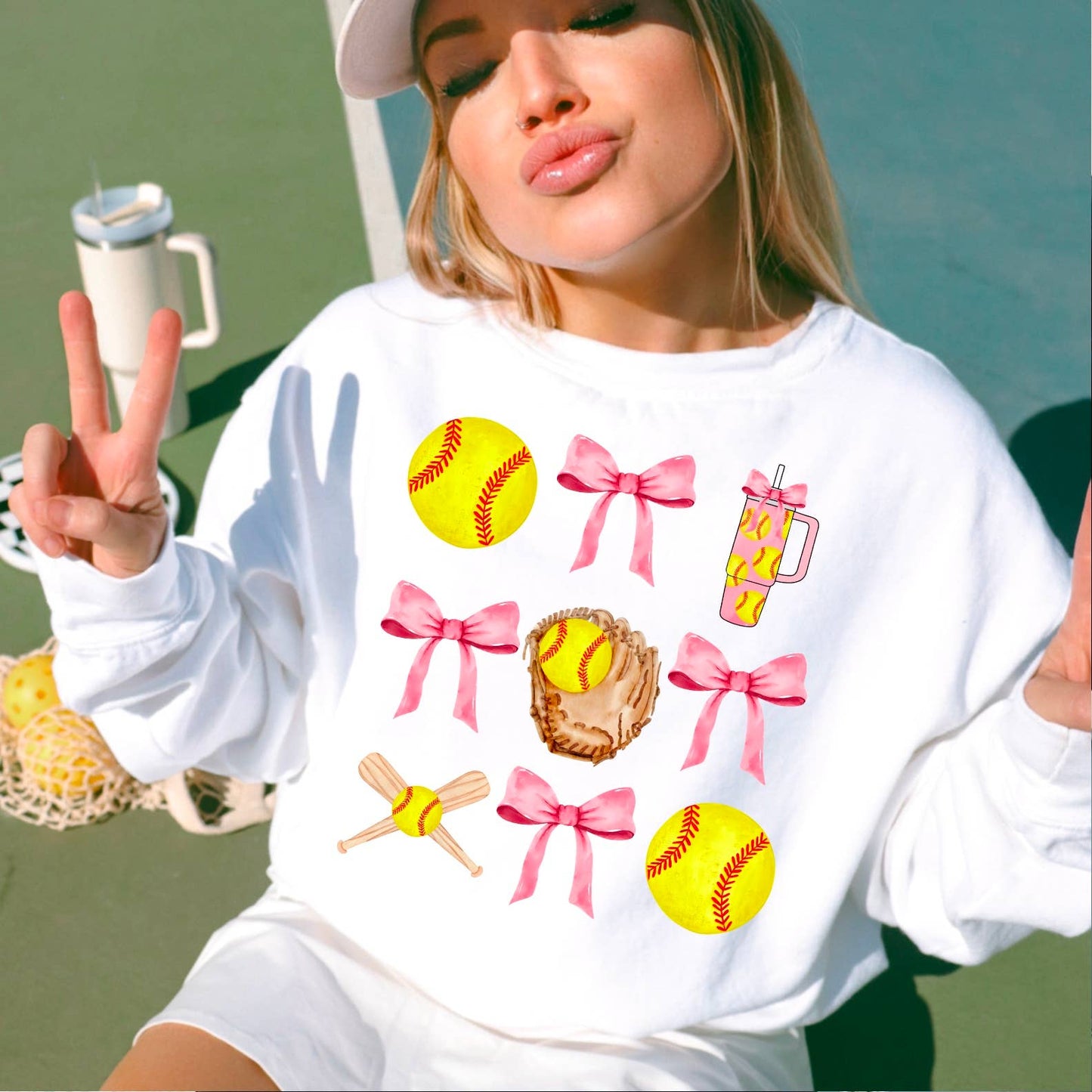 Coquette Softball Graphic Sweatshirt