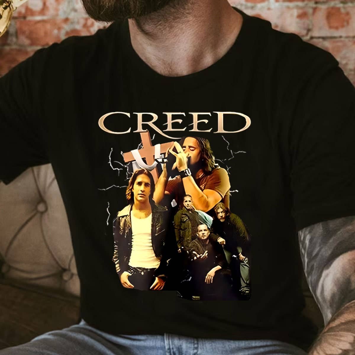 Creed Band Vintage Graphic T-Shirt with Band Members Design