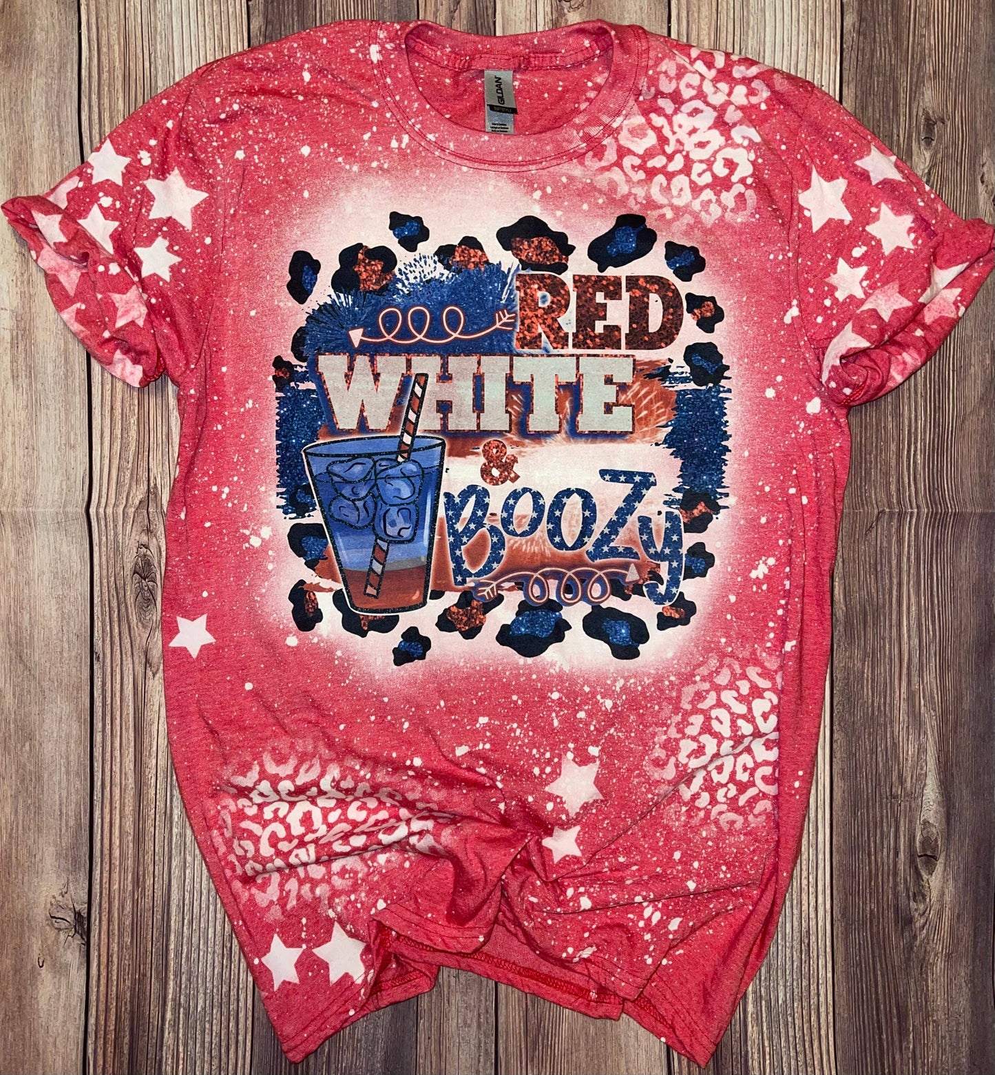 Red White and Boozy Bleached T-Shirt - July 4th Party Tee