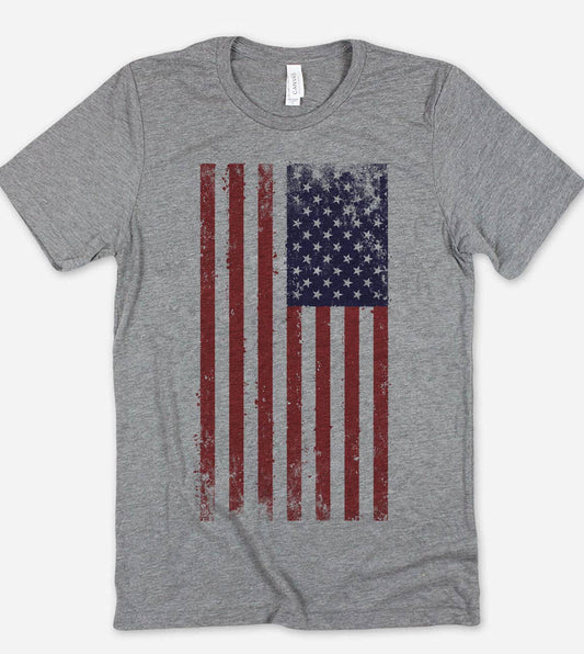 Distressed American Flag - Patriotic USA July 4th T-Shirt