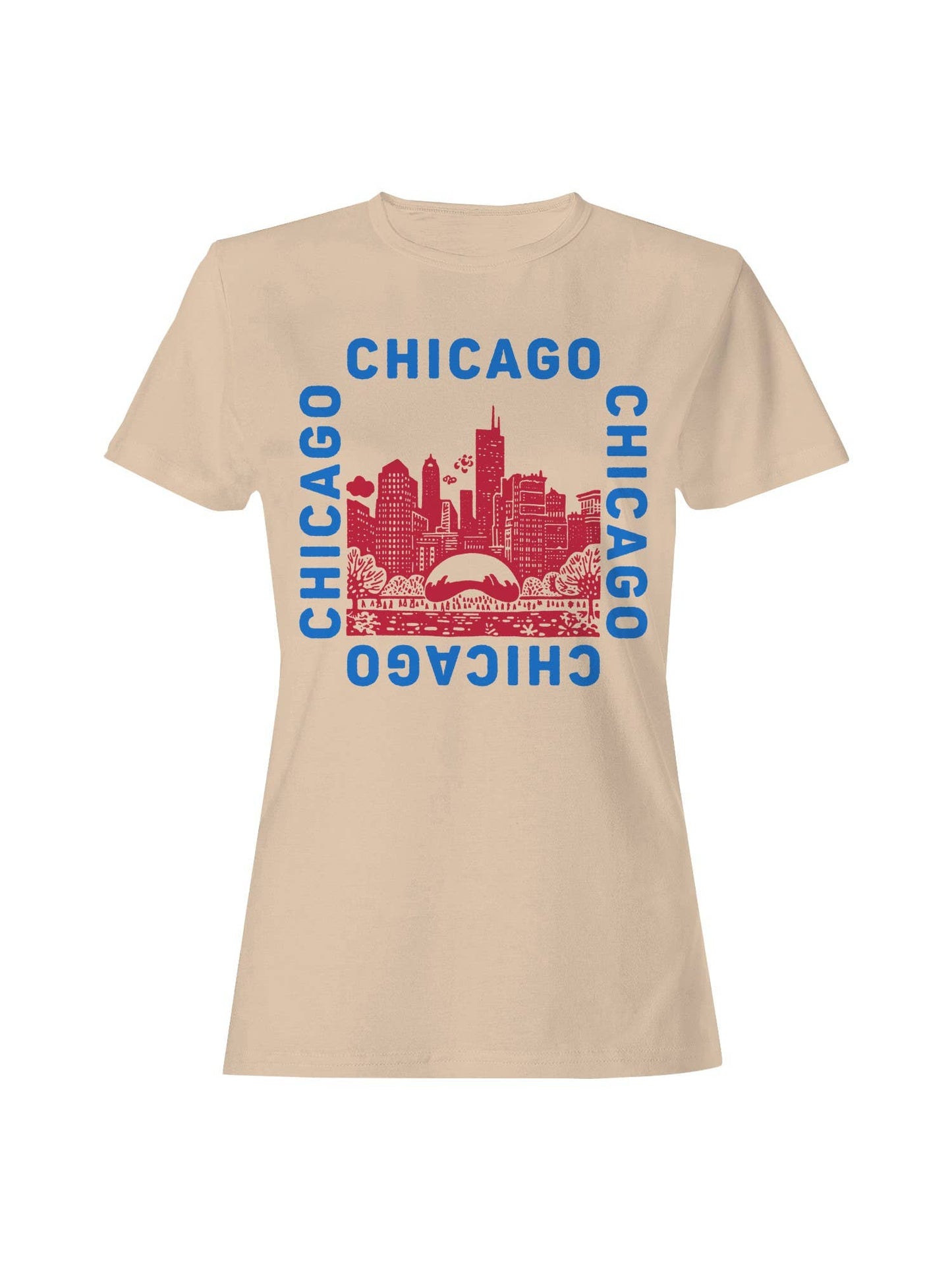Chicago Skyline Red-Blue Illustration Women's T-Shirt
