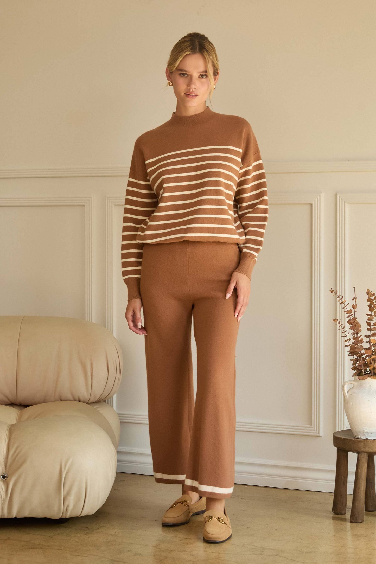 Striped Knit Pullover Sweater