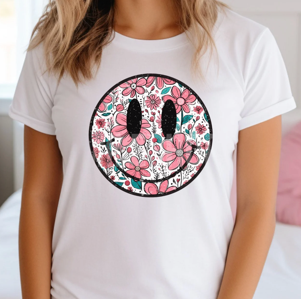 Happy Flowers Smiley Face Tee
