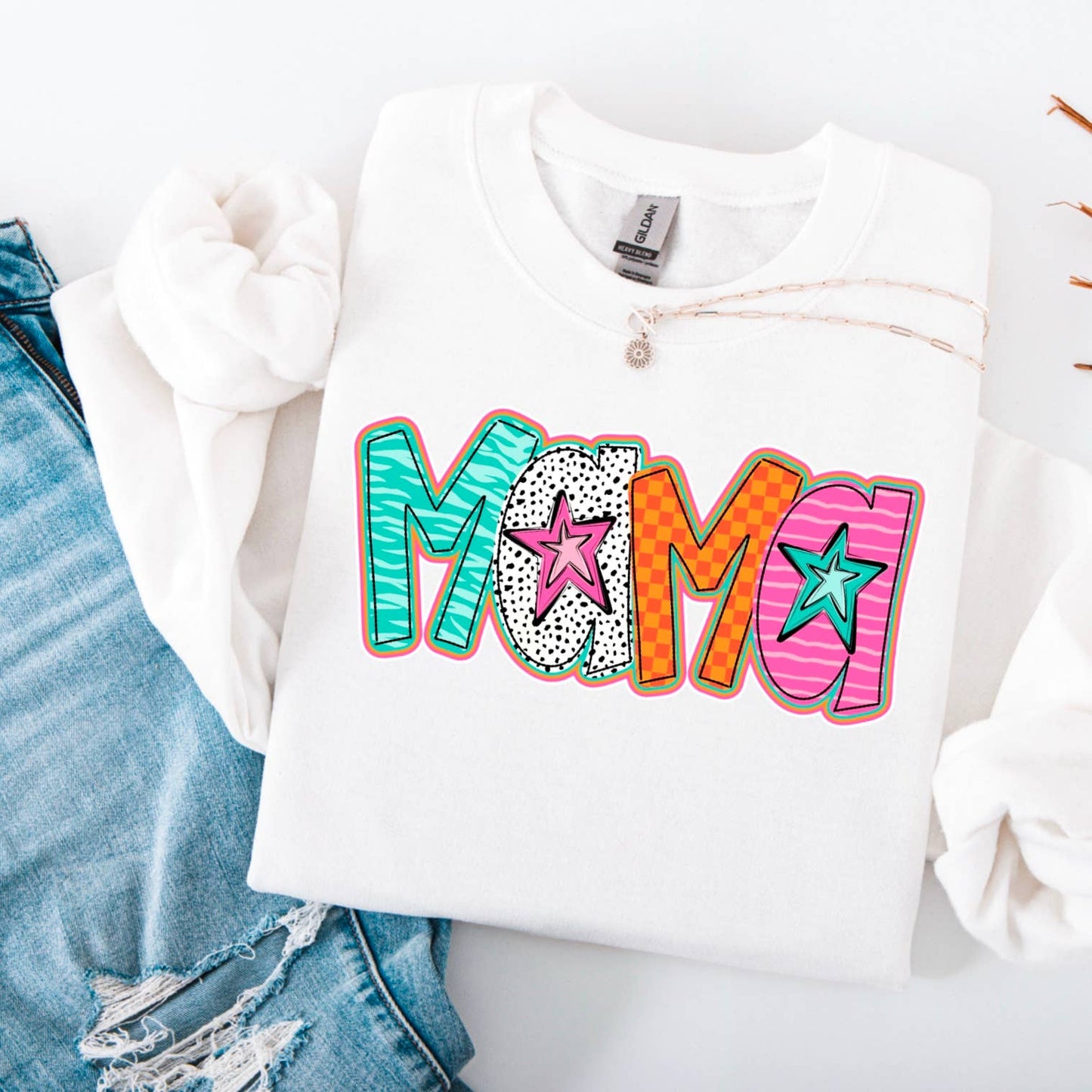 Mama Funky Star Graphic Sweatshirt | Mother's Day