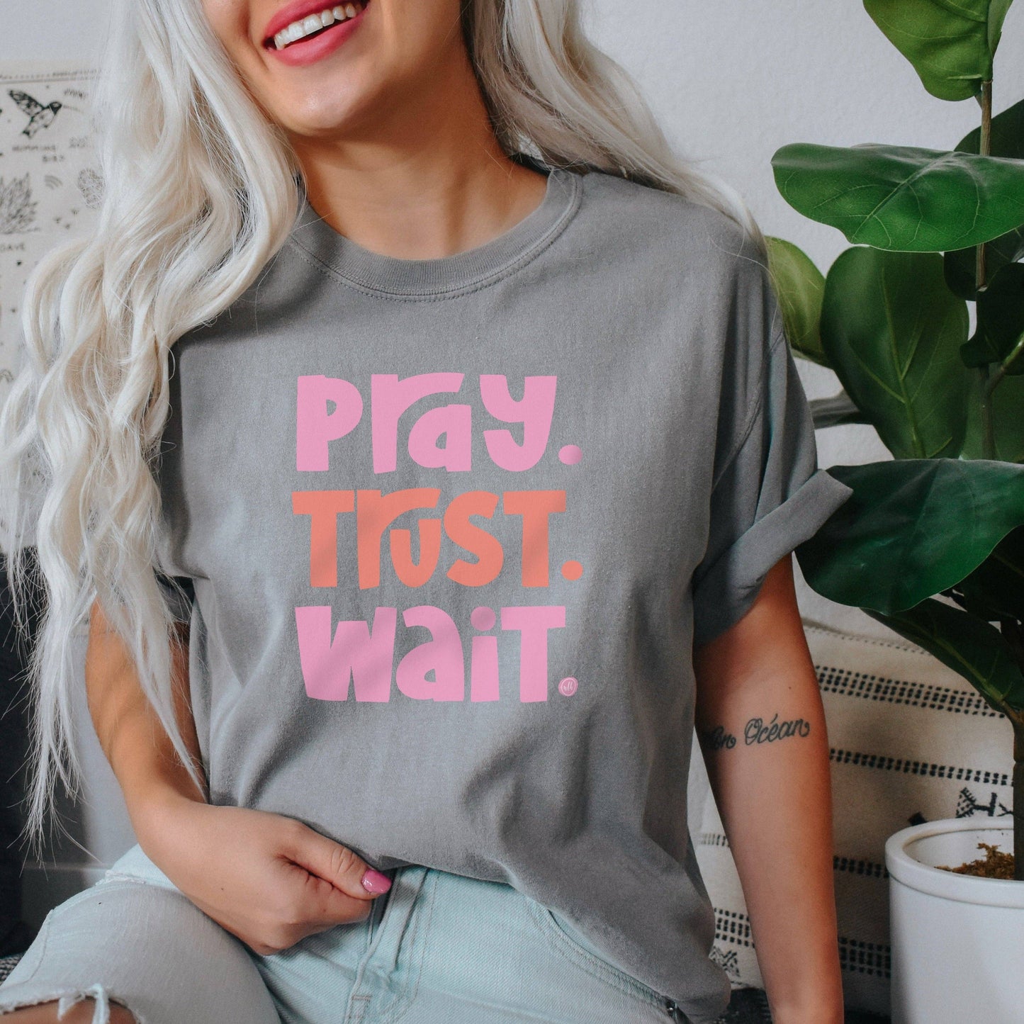 Pray Trust Wait Christian T-Shirt