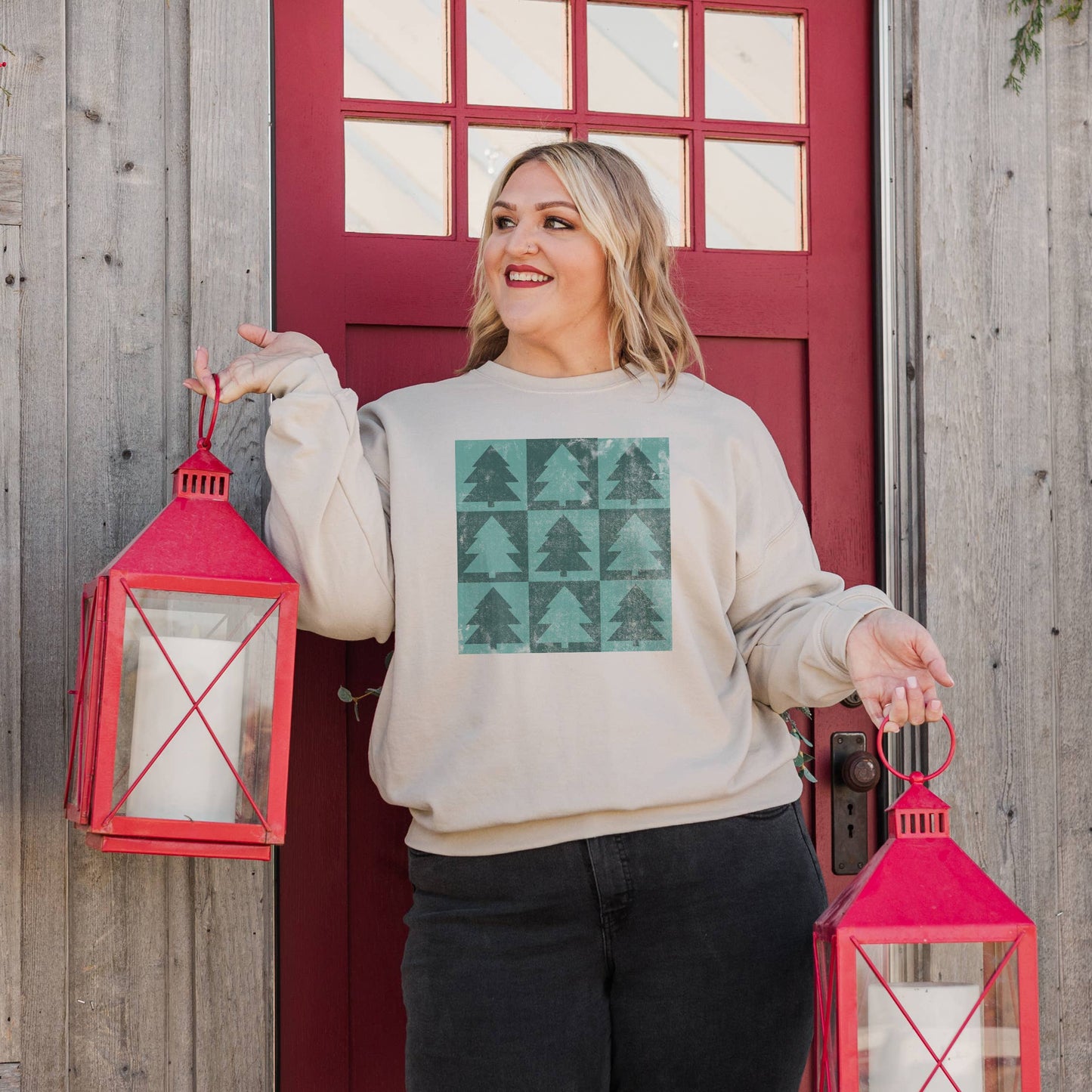 9 Square Trees Crewneck Sweatshirt | Christmas | Sizes S-2XL