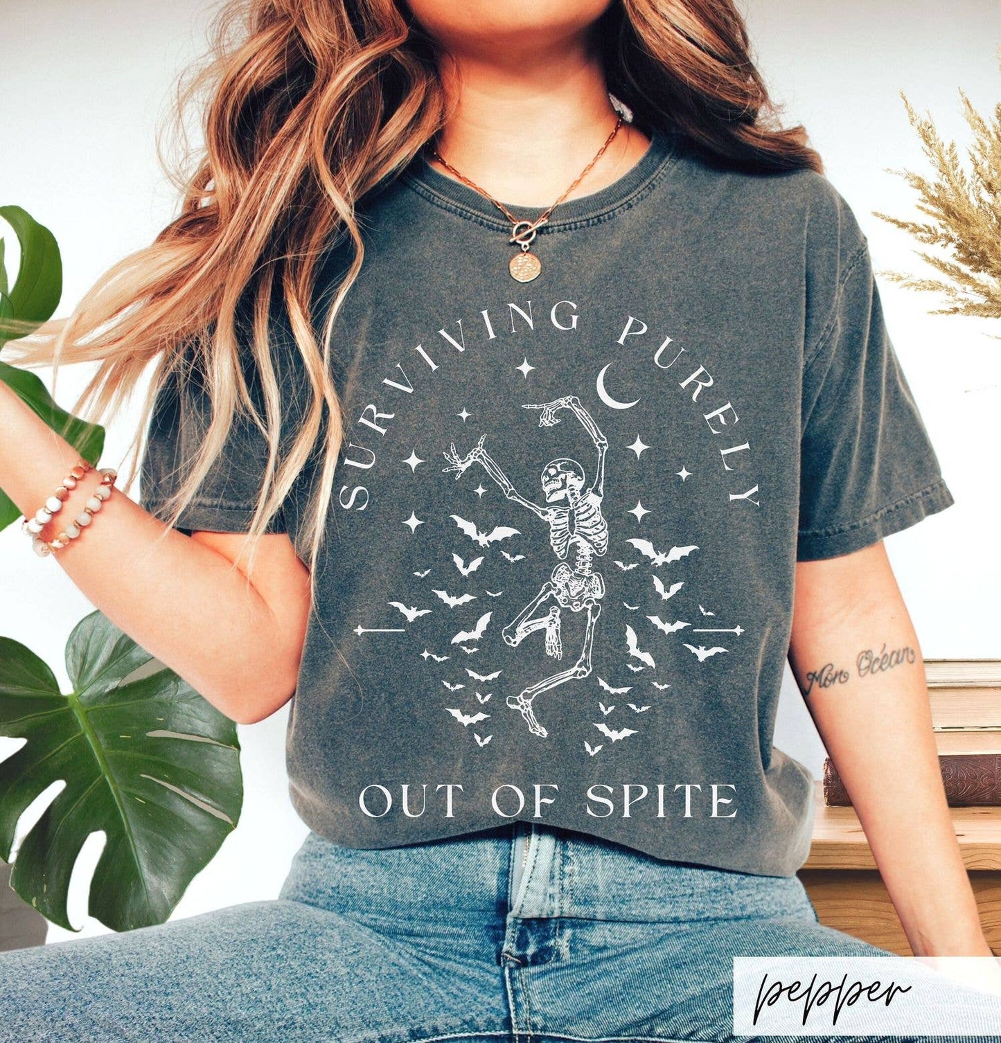 Surviving Purely Out of Spite Goth Skeleton T-Shirt