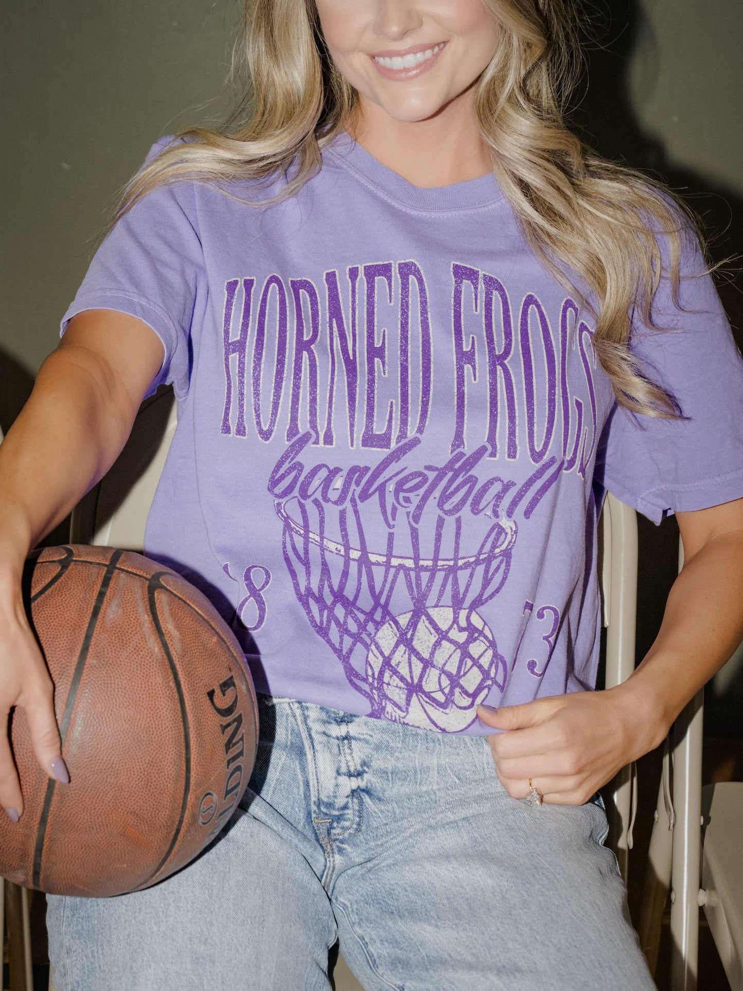 Tcu Horned Frogs Big Basketball Violet Comfort Colors Tee