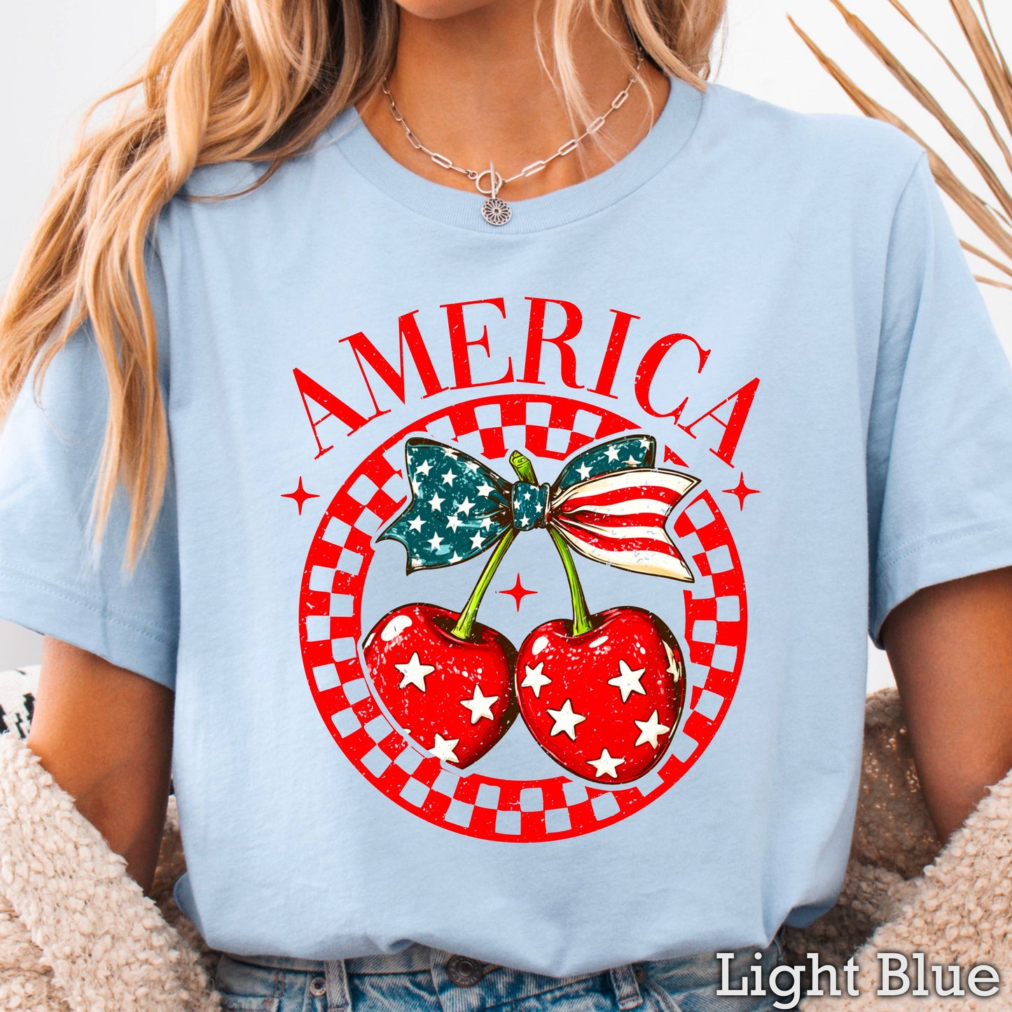 America Cherries | July 4th Graphic Tee | Gildan