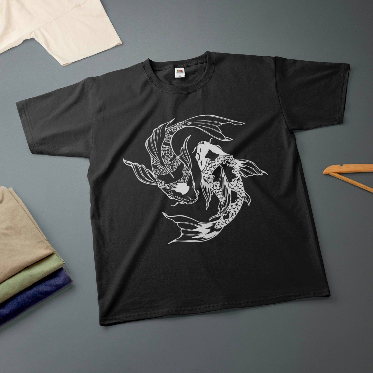 Koi Fish Yin Yang T-Shirt Ink Drawing Various Tee